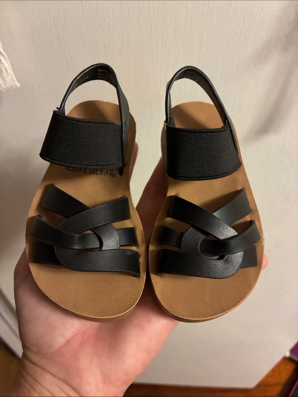 Aloha Island Black Braided Strap Kids Sandals